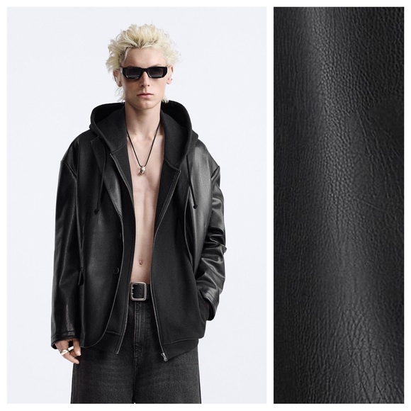 NWT. Zara Man Limited Edition Black Faux Leather Oversized Blazer. Size S. - Picture 1 of 9